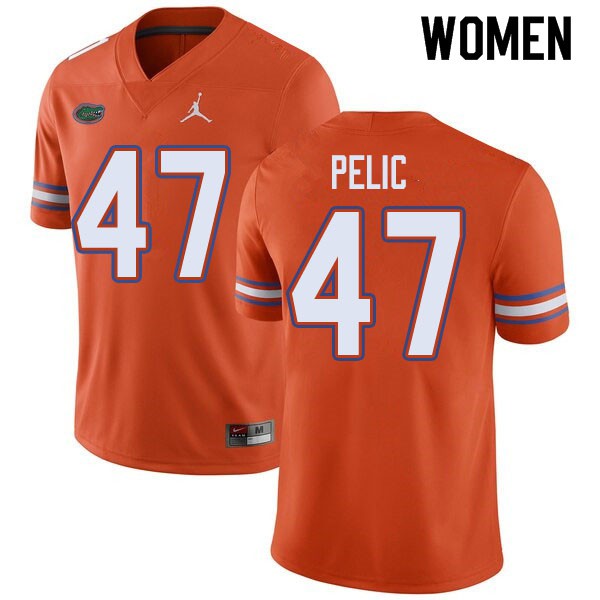 Jordan Brand Women #47 Justin Pelic Florida Gators College Football Jerseys Orange